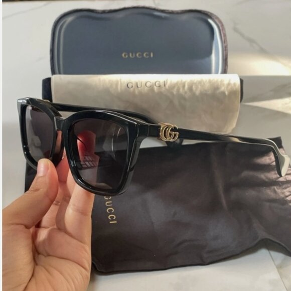 Gucci GG1596SK Cat Eye Rectangular Sunglasses w/ dust bag and case, 55mm - Picture 1 of 9